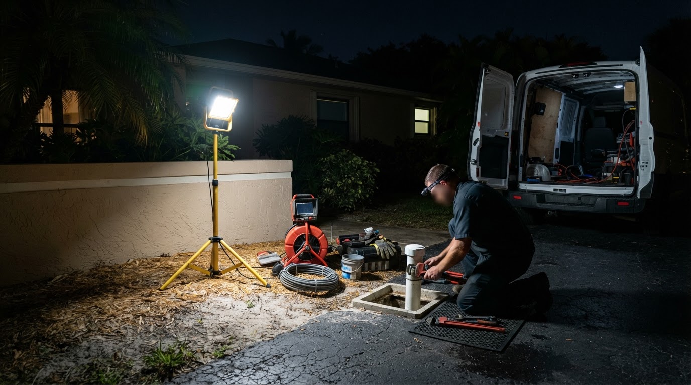 After-hours emergency plumbing service at a residential property in Edison Park, Fort Myers