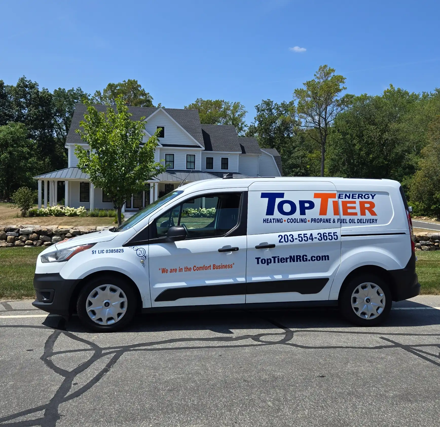 Top Tier Energy service van at residential property in Fairfield County