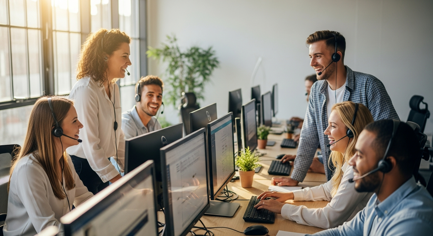 Young customer support team