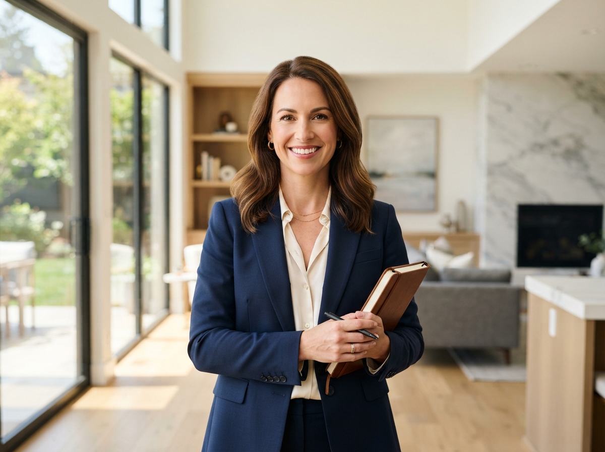 Happy confident real estate agent using Zyri CRM