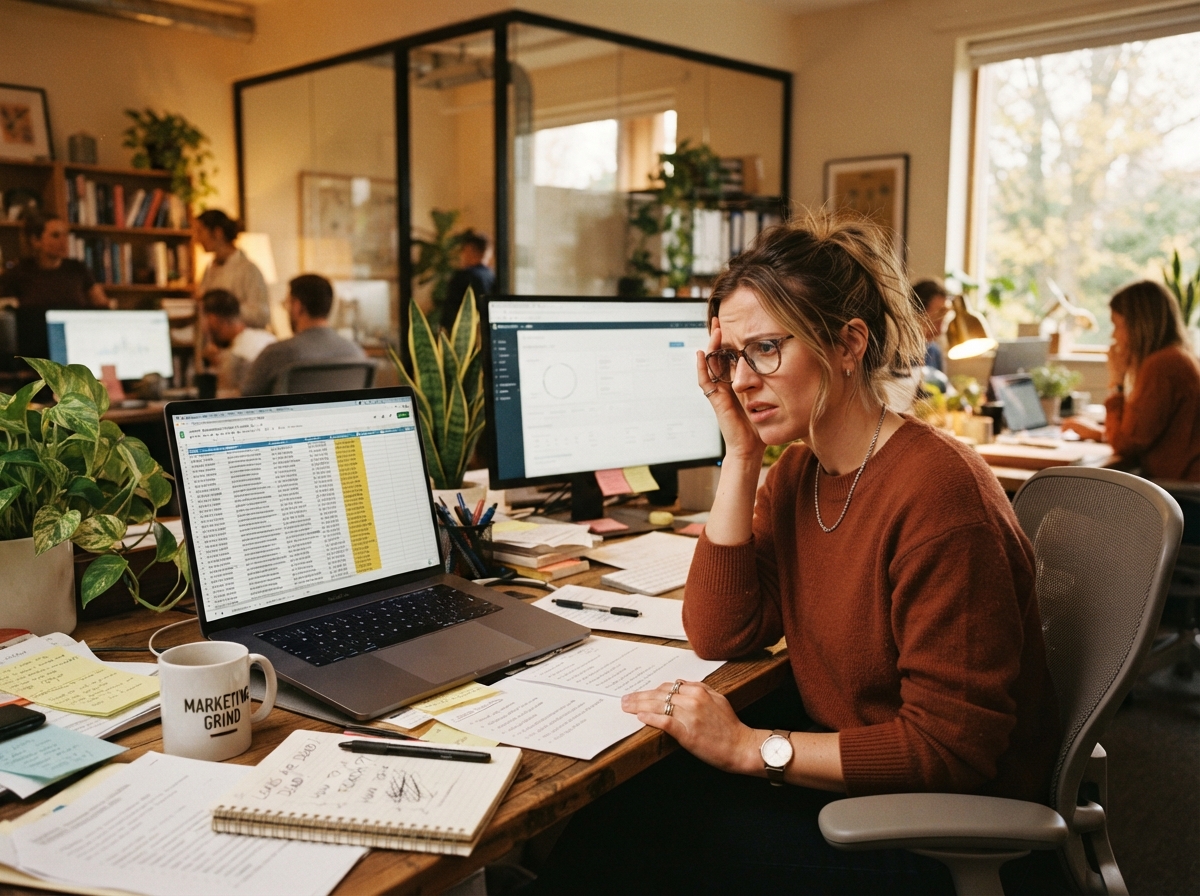 Marketer staring at a big contact list with no easy way to reach them