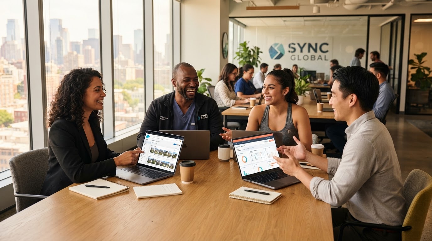 Diverse business teams across industries using Zyri industry-specific CRM solutions