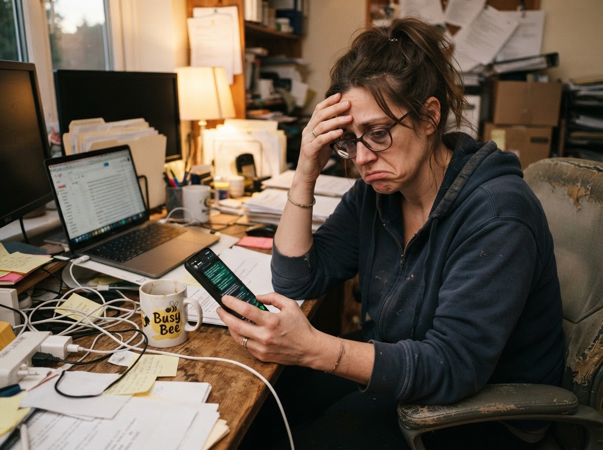 Business owner manually copy-pasting the same WhatsApp message to many contacts
