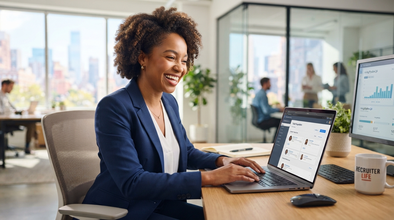 Confident recruiter using Zyri CRM