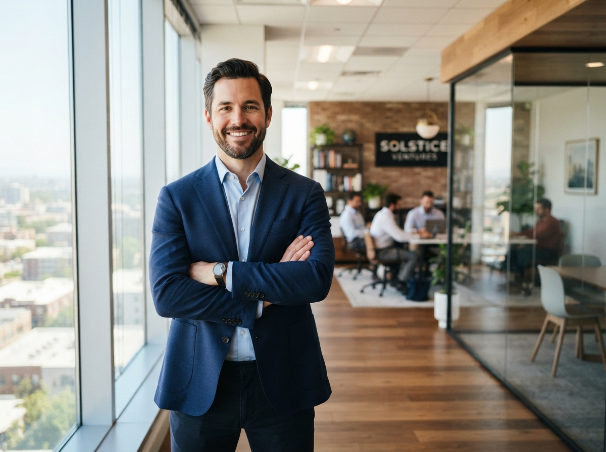 Happy confident business owner using Zyri all-in-one Sales CRM platform