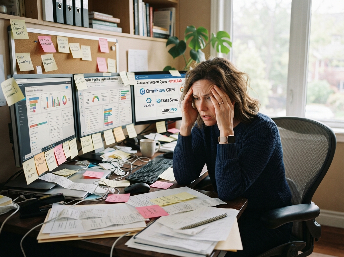Business owner frustrated with a generic CRM that does not fit their industry