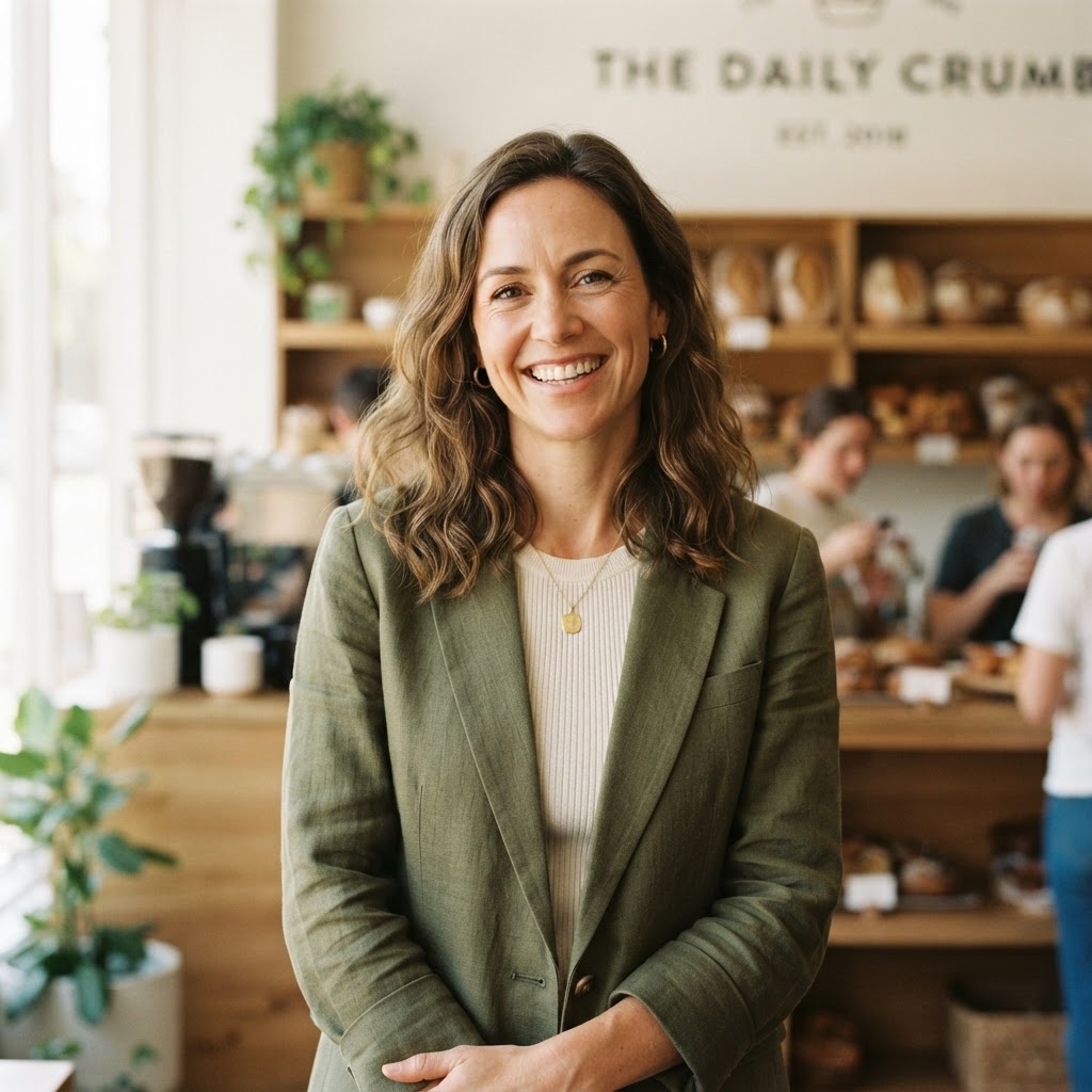 Happy confident small business owner using Zyri CRM
