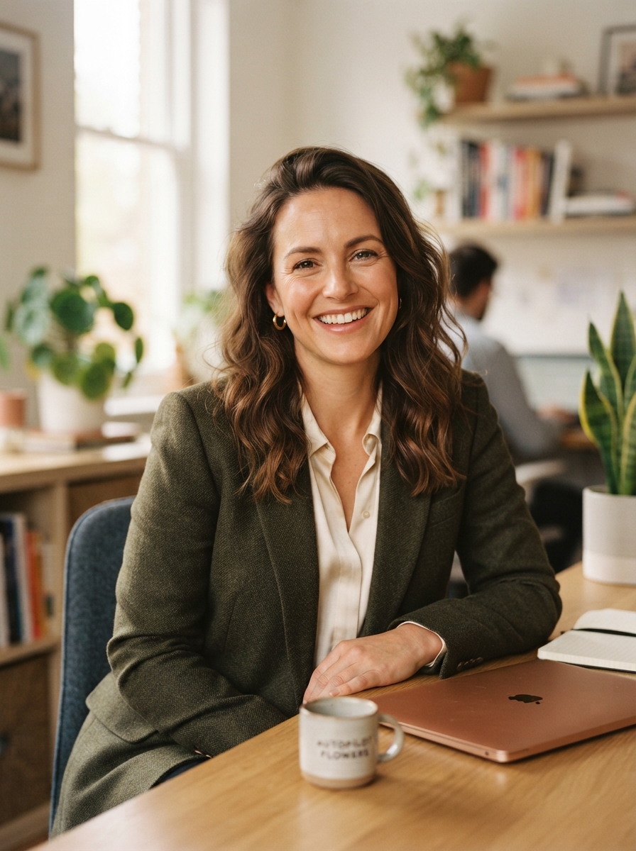 Relaxed business owner using Zyri workflow automation