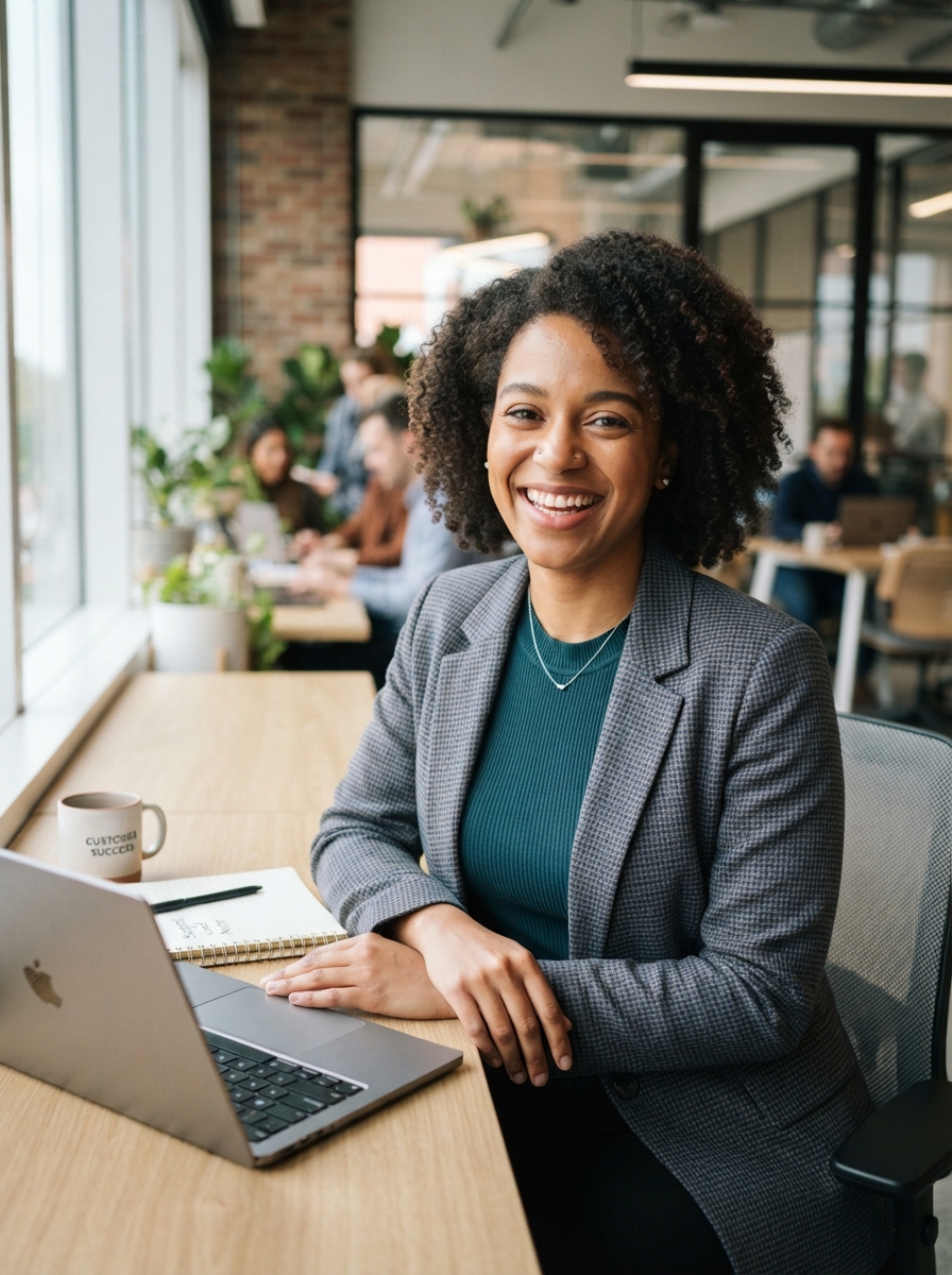 Happy customer or support lead using Zyri support automation