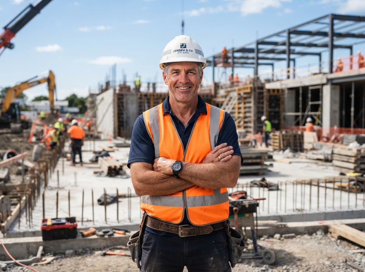 Confident construction owner using Zyri CRM