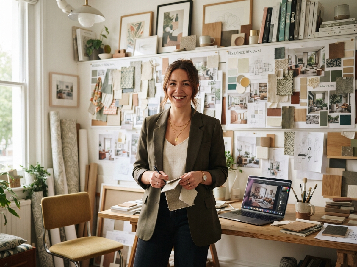 Confident interior designer using Zyri CRM