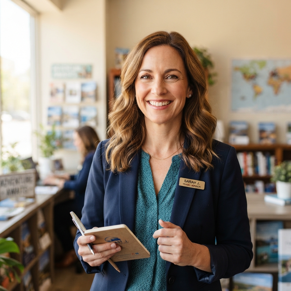Happy travel agent using Zyri CRM