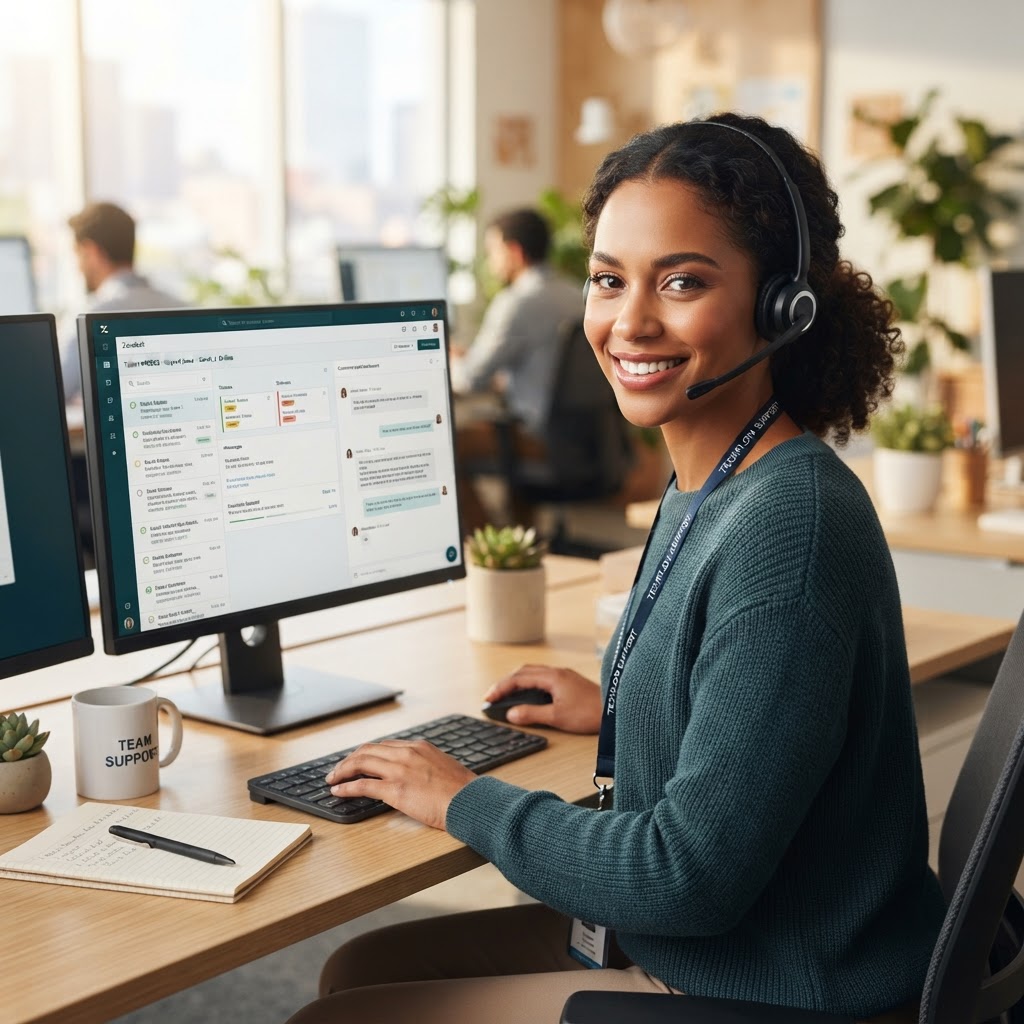 Support team using Zyri customer support software