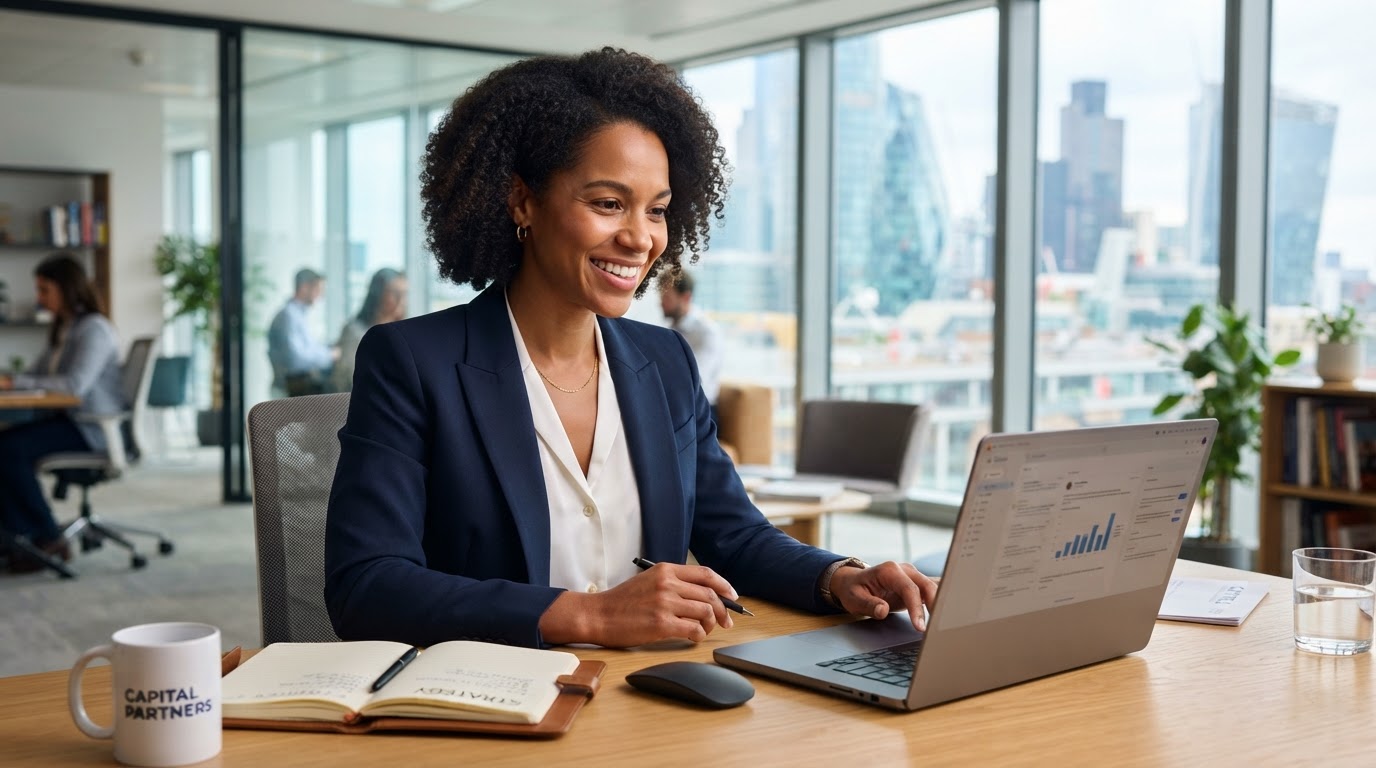 Confident lawyer or consultant using Zyri CRM