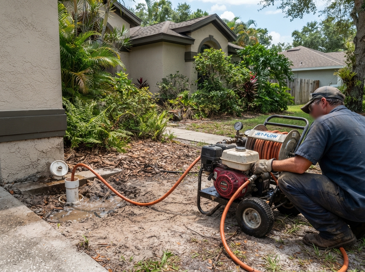 Hydro-jetting clearing recurring clog buildup in the Pine Ridge area of North Naples