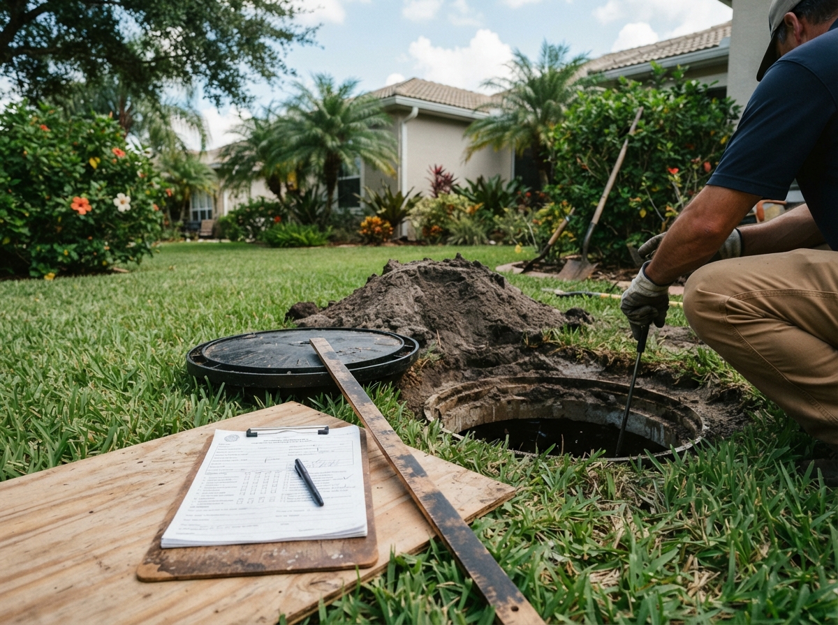 Septic system inspection at a home purchase in the Rosemary Heights neighborhood of Naples