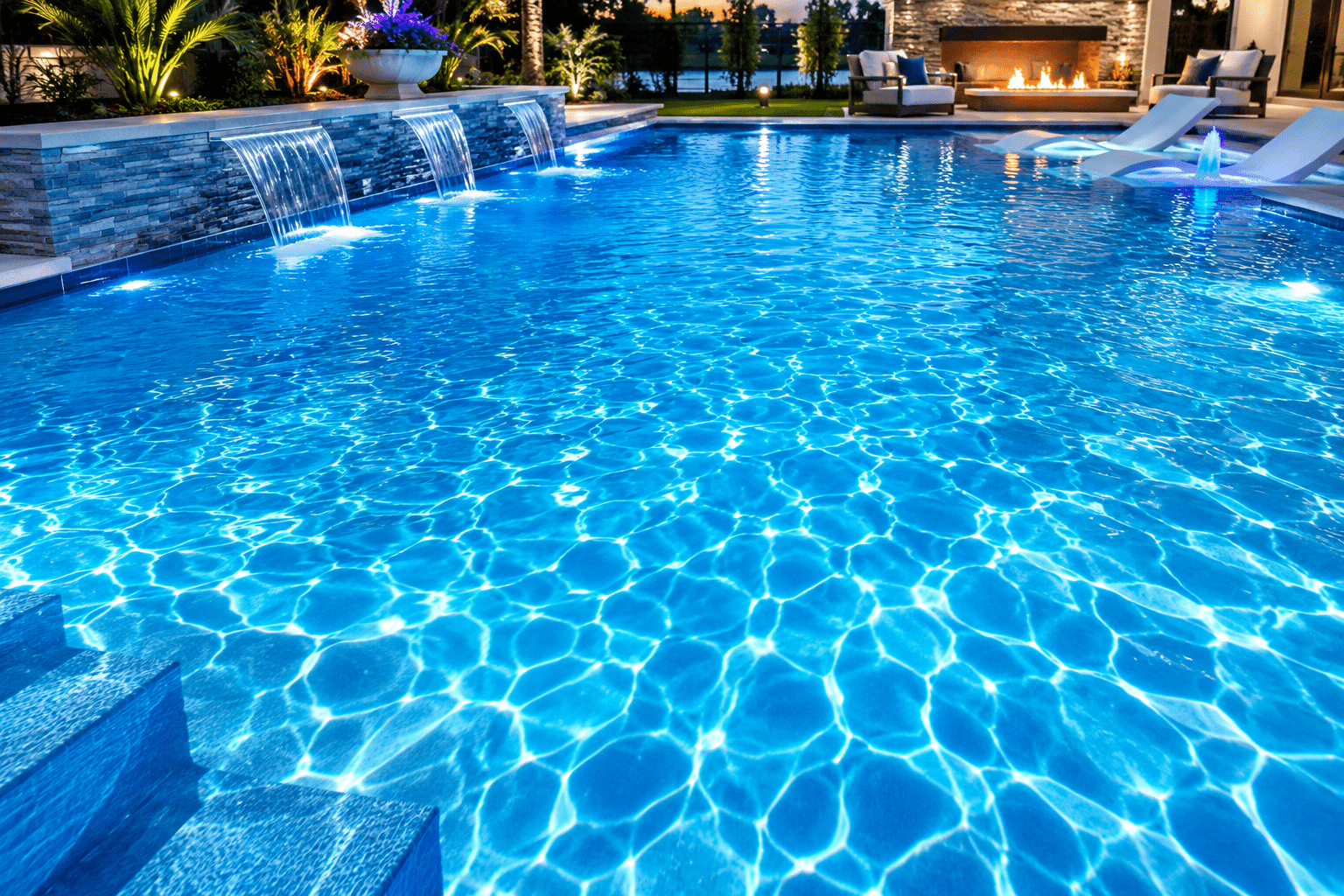 Custom in-ground swimming pool and spa built by Langelier Pools in South Florida