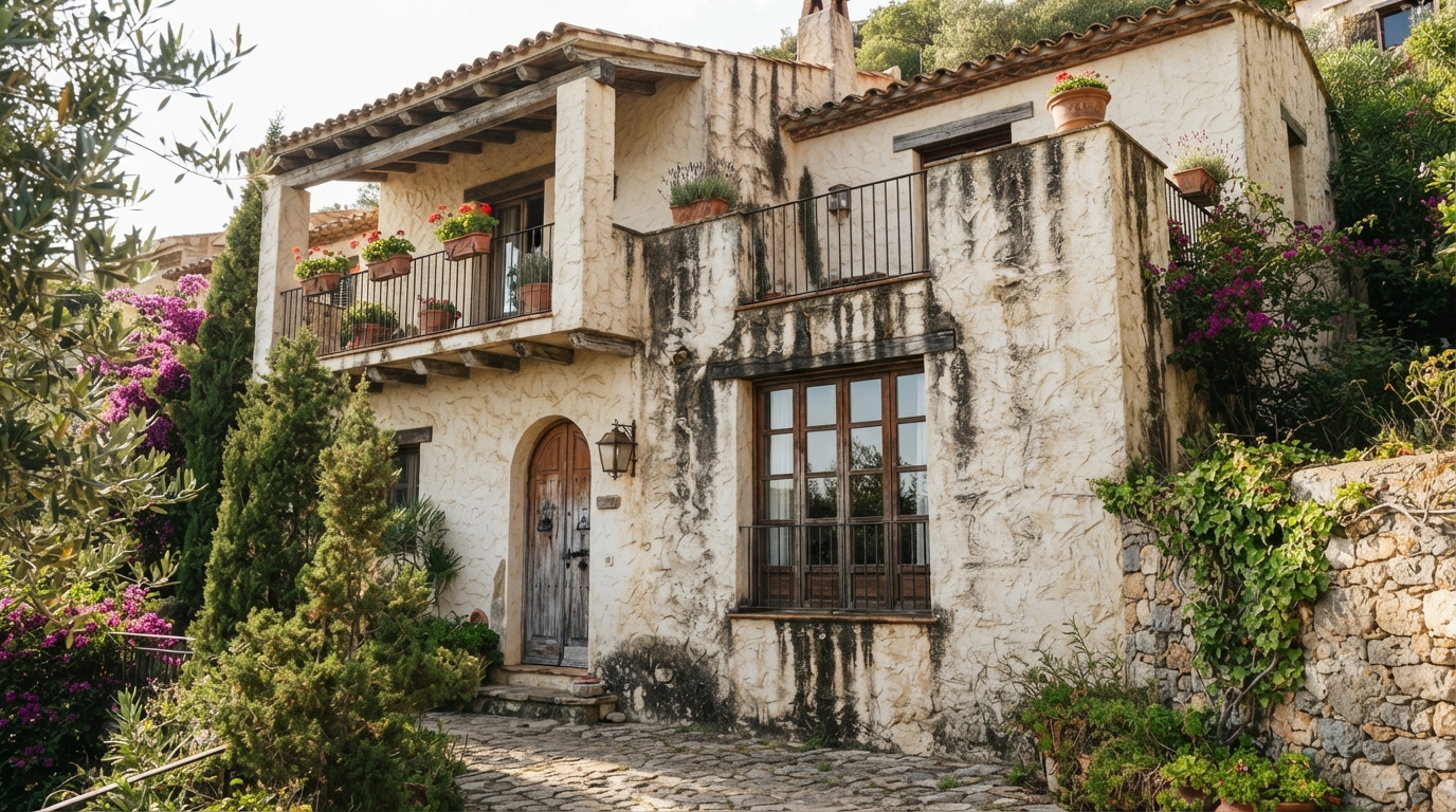 Pristine stucco home exterior restored via low pressure soft wash