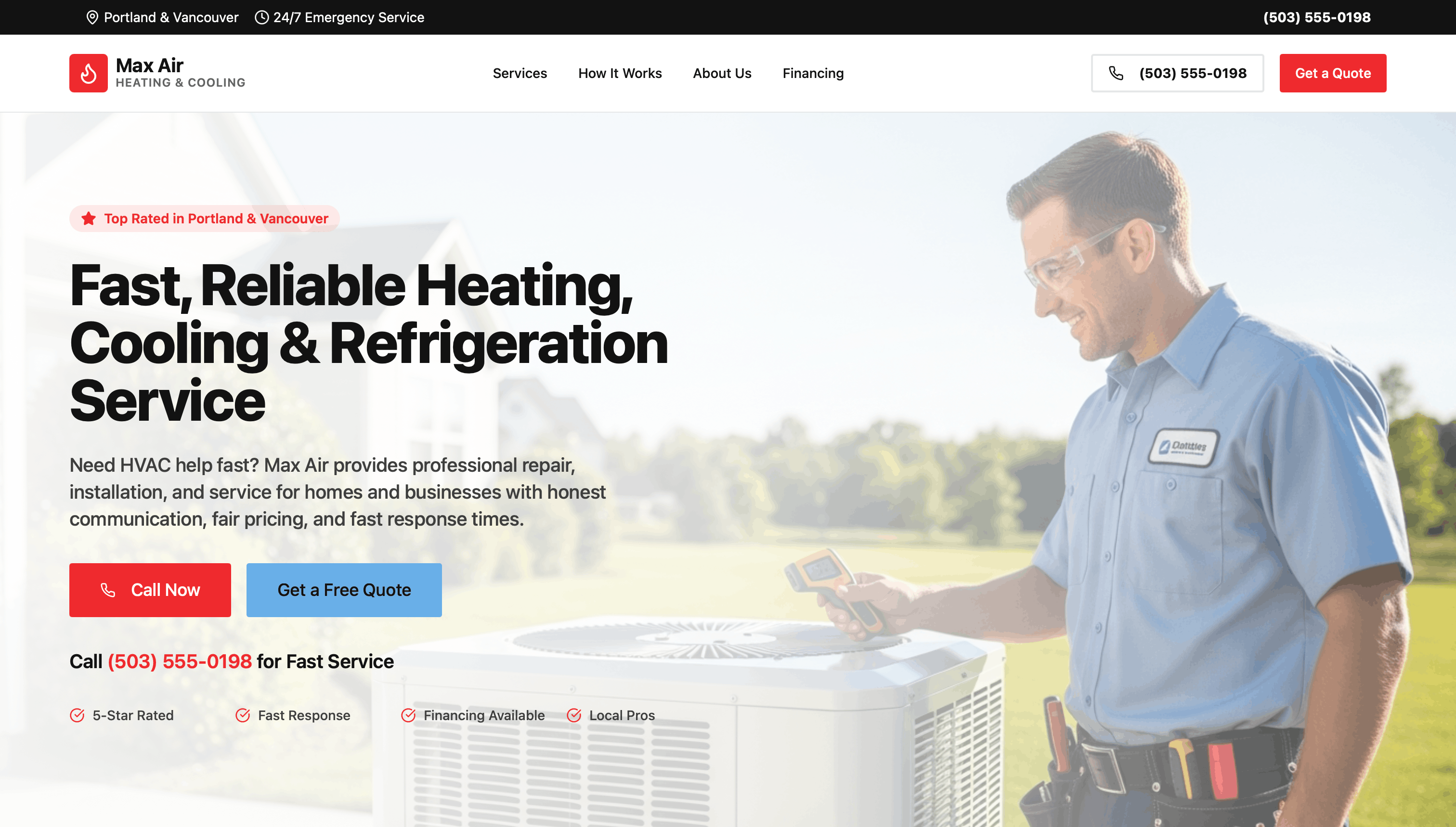 Max Air Heating & Cooling website design