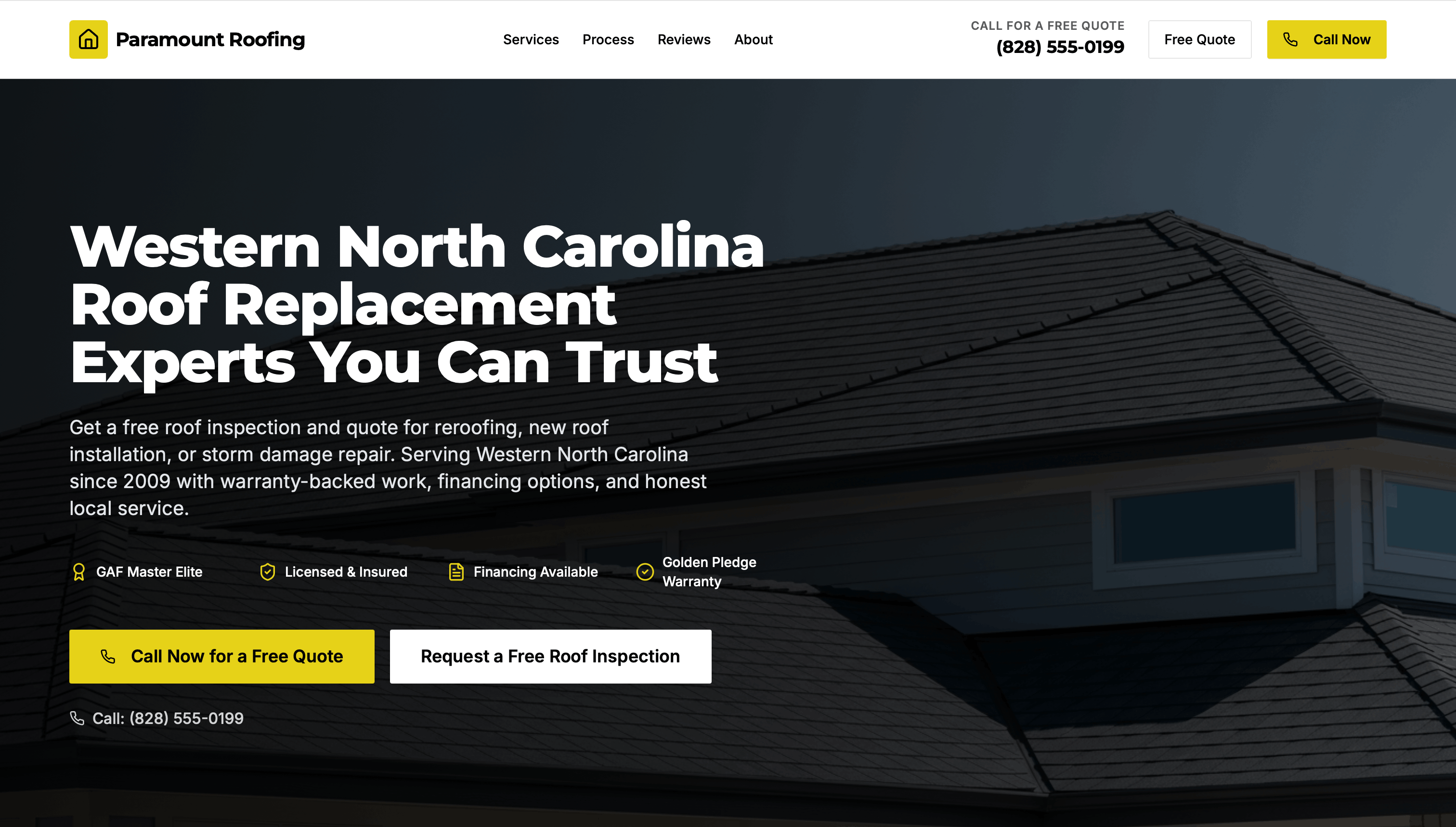 Paramount Roofing website design
