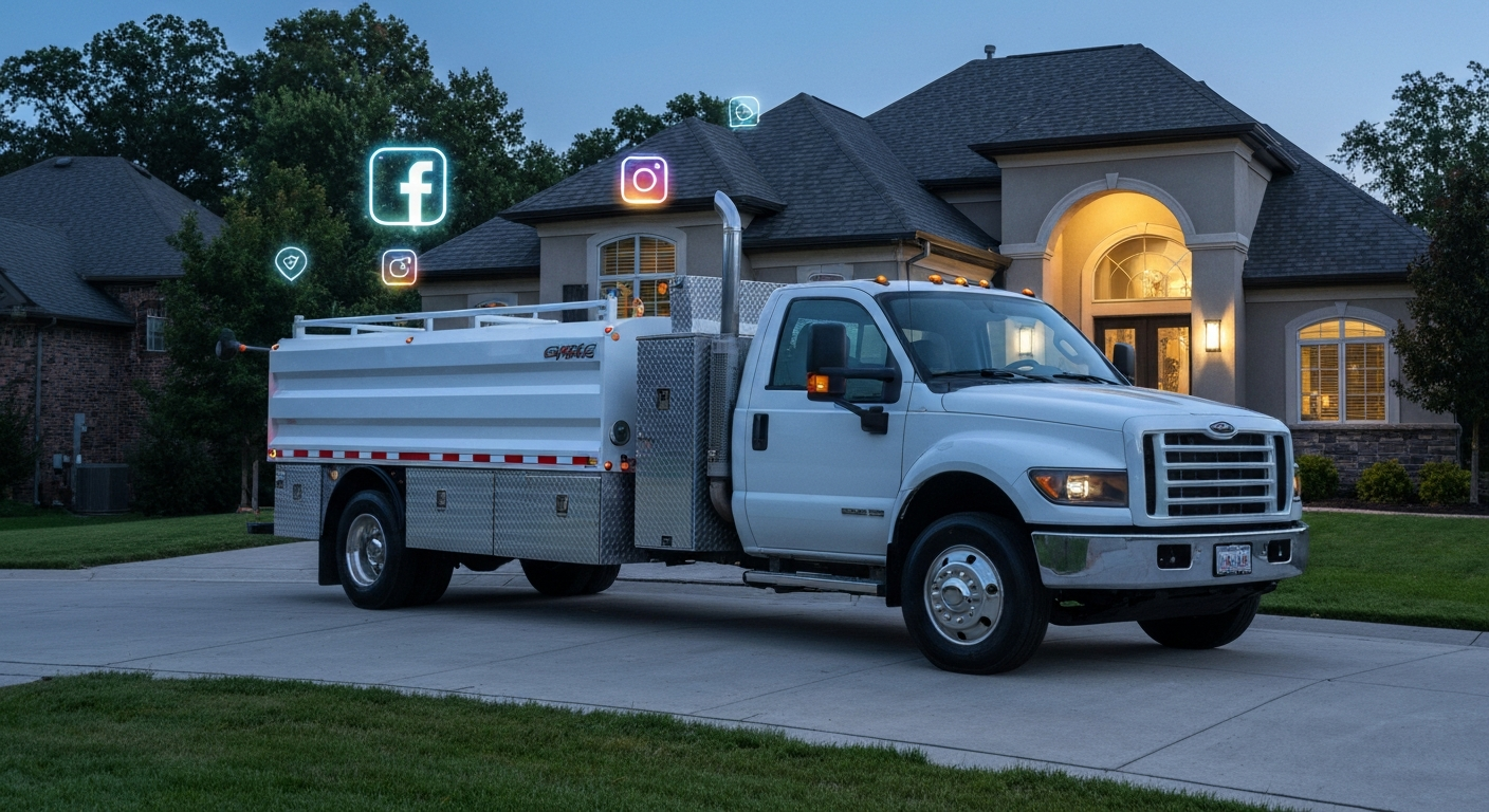 Pressure washing truck and social media marketing