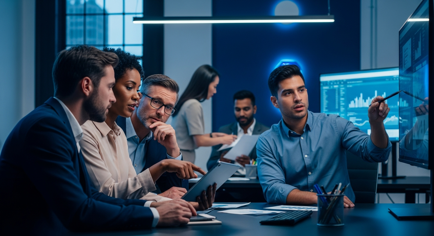 Business professionals collaborating