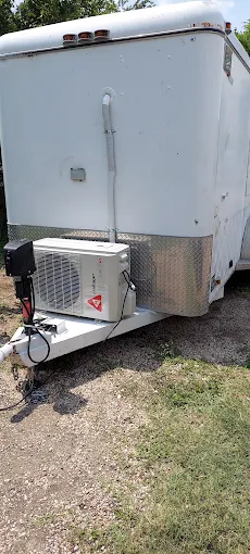Trailer tongue mounted outdoor mini split compressor unit