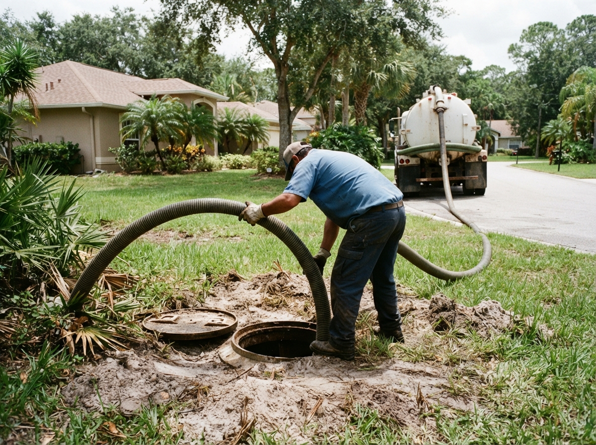 Septic tank pump-out service in the Sherwood Forest subdivision of Greenacres