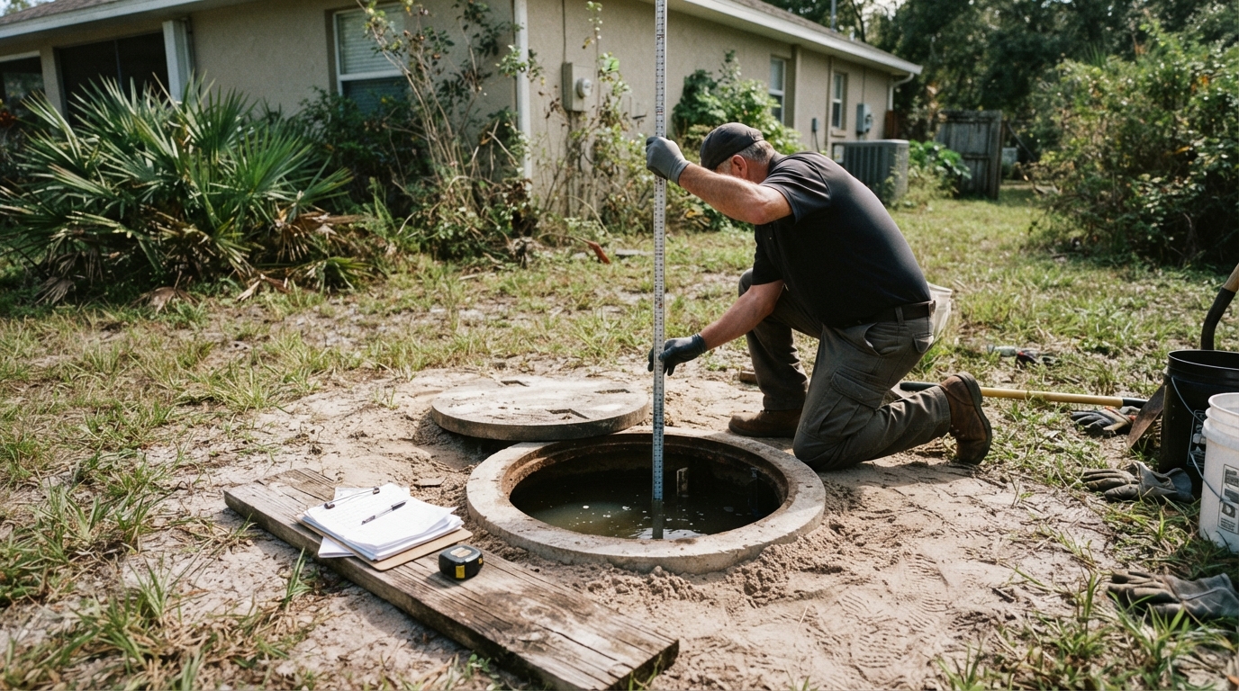 Septic system inspection at a home purchase in Lake Clarke Shores