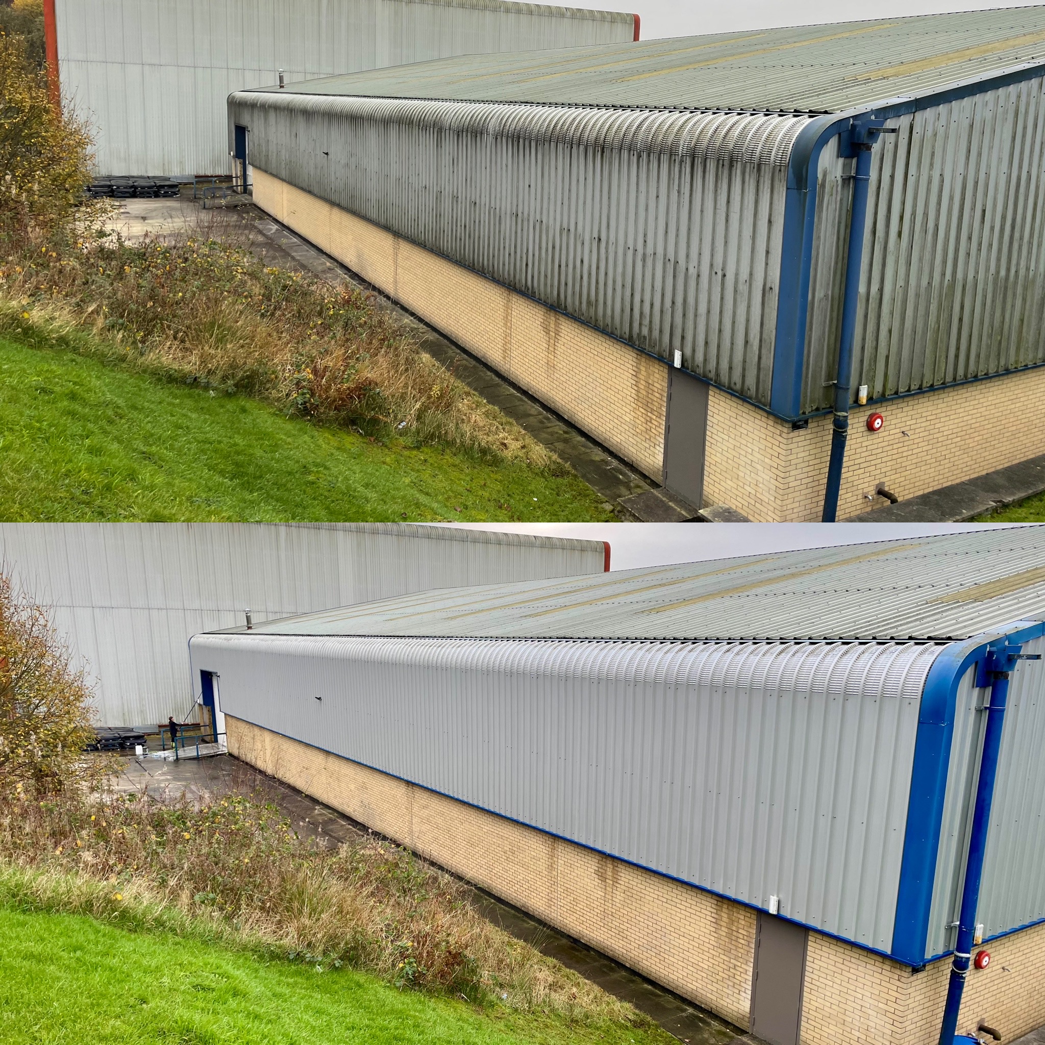 Commercial cladding cleaning before and after