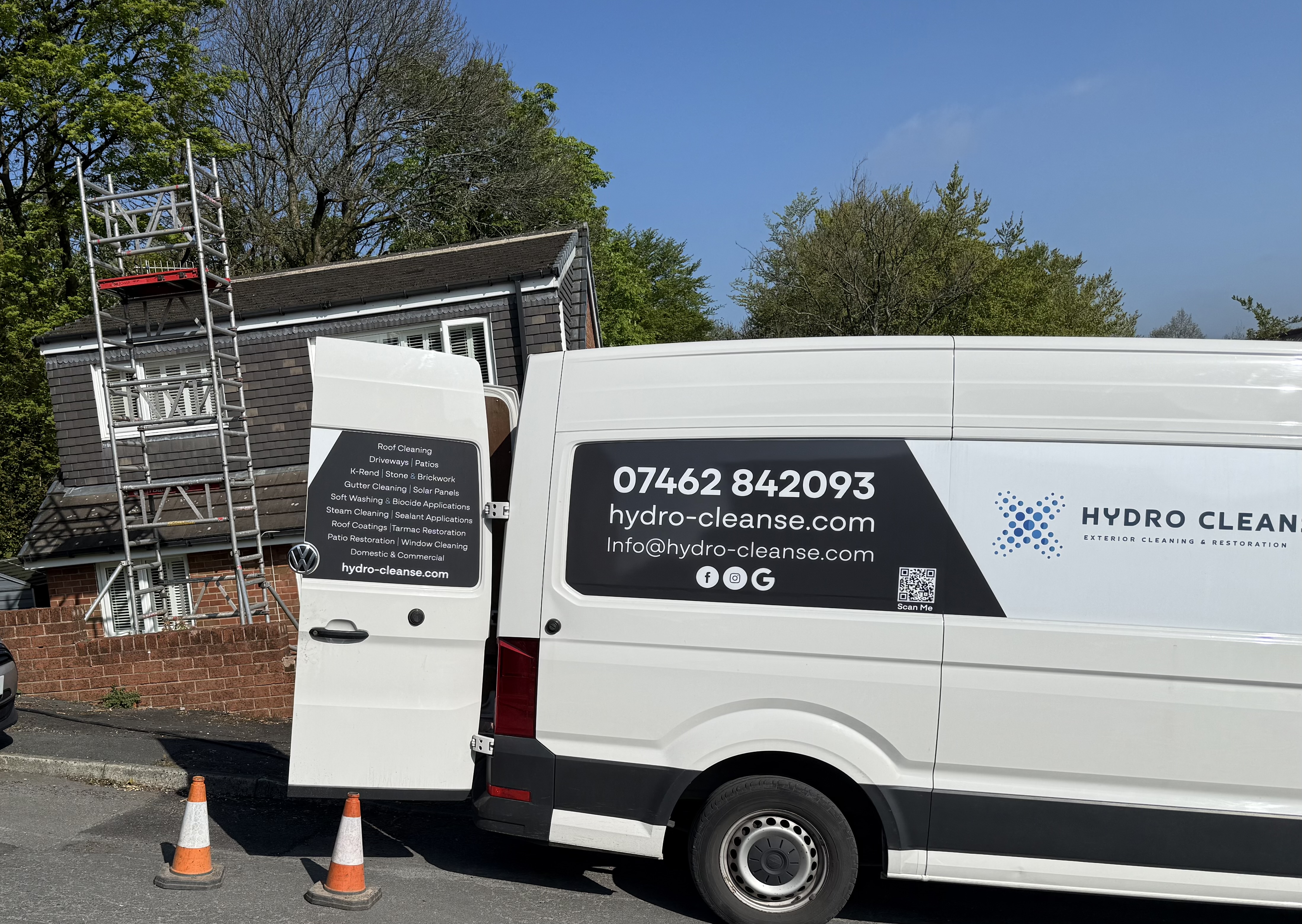 Direct Cleaning Services van at gutter cleaning job in Essex