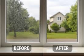 Pure water-fed pole window cleaning system in use