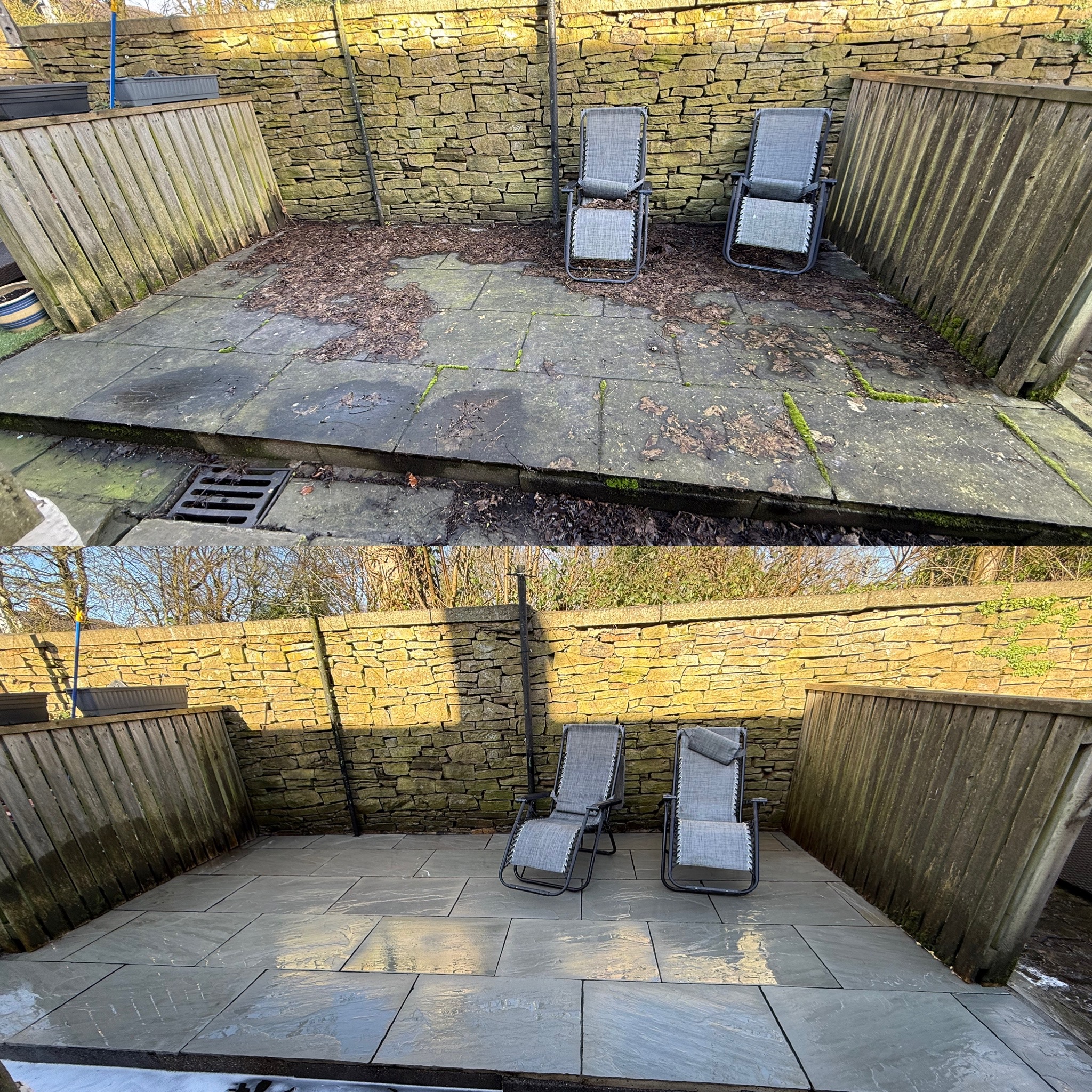 Jet washing restoring a patio