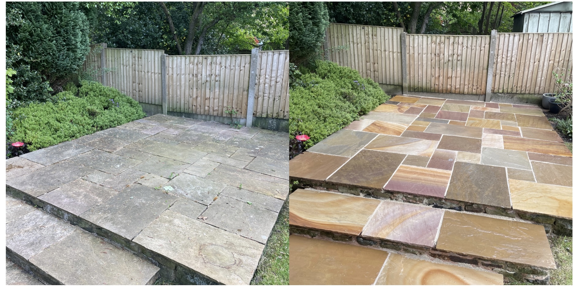Cleaned brick and stone surfaces