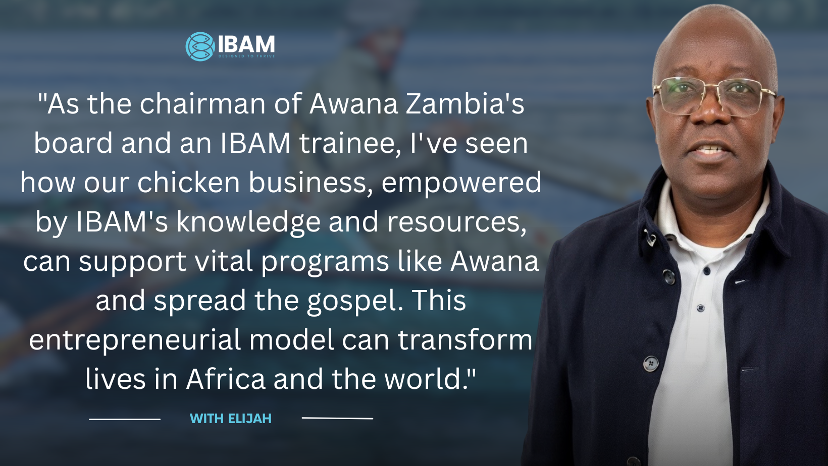 Elijah Avesa, chairman of Awana Zambia's board and IBAM trainee.