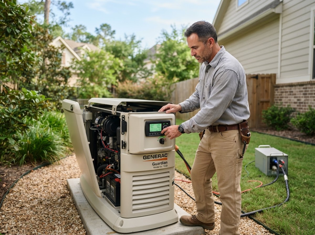 Coffing Electric technician running an operational load test on a standby generator