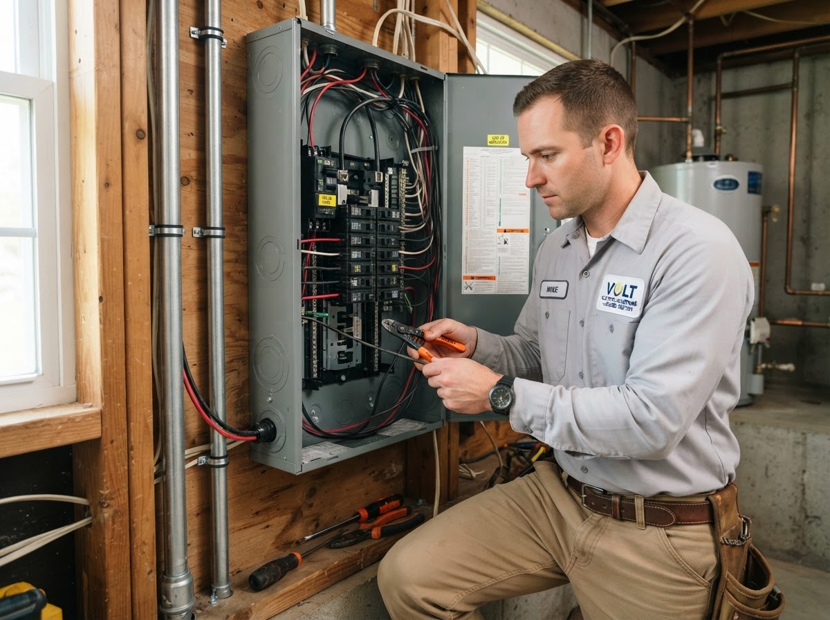 Electrical panel prepared for a residential solar connection by Coffing Electric