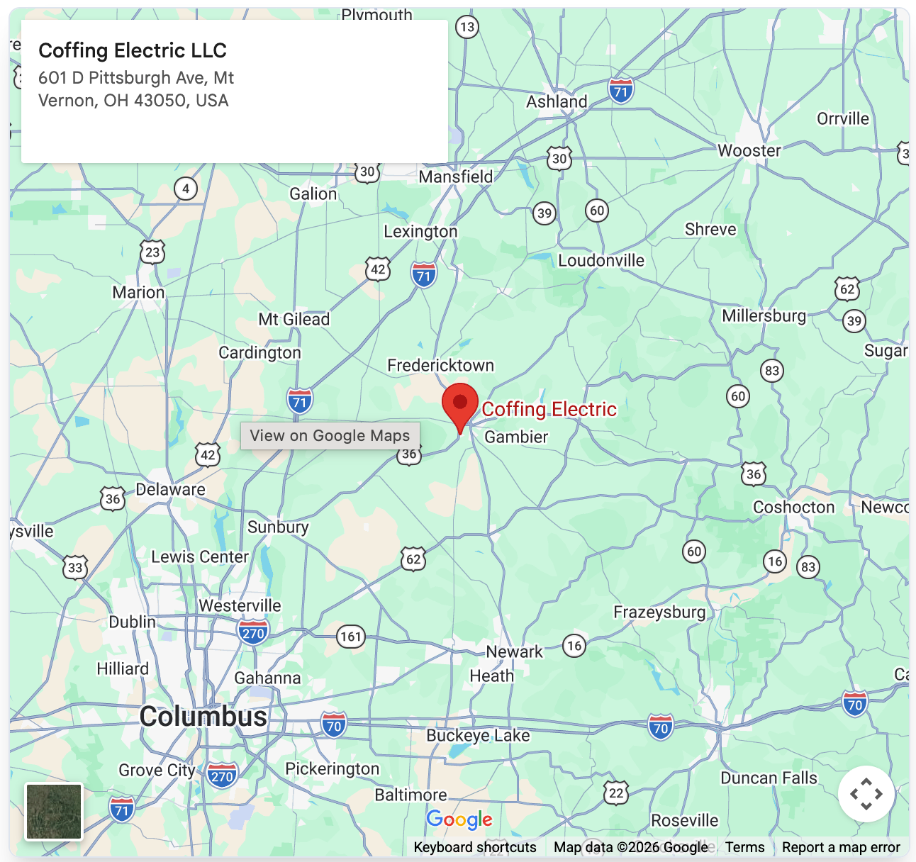 Service Areas Map for Coffing Electric