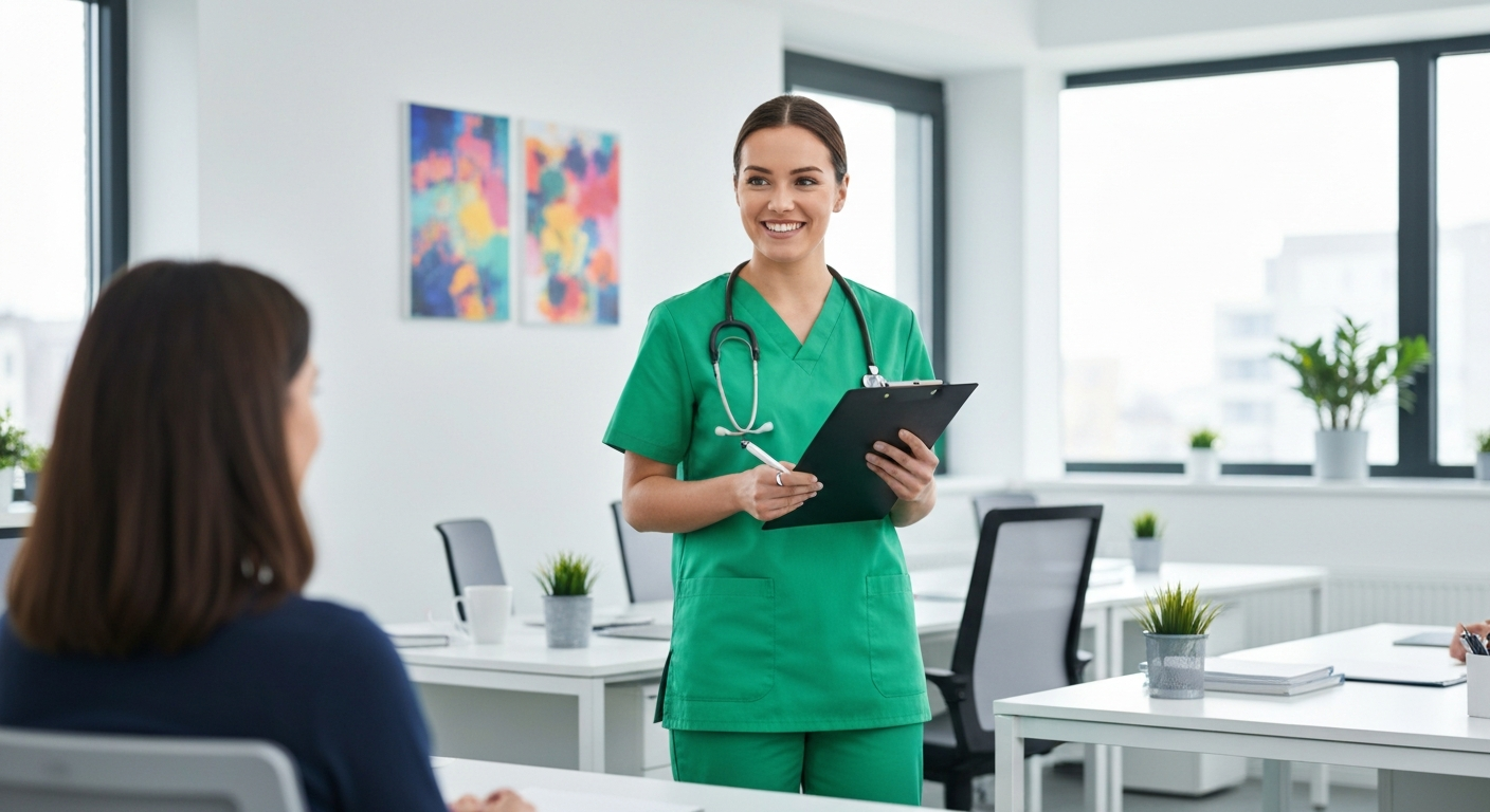 Healthcare professional smiling