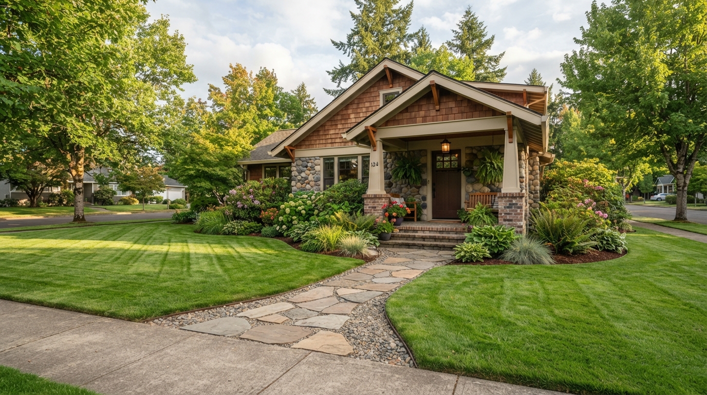 Residential landscape maintenance in Salem, Oregon