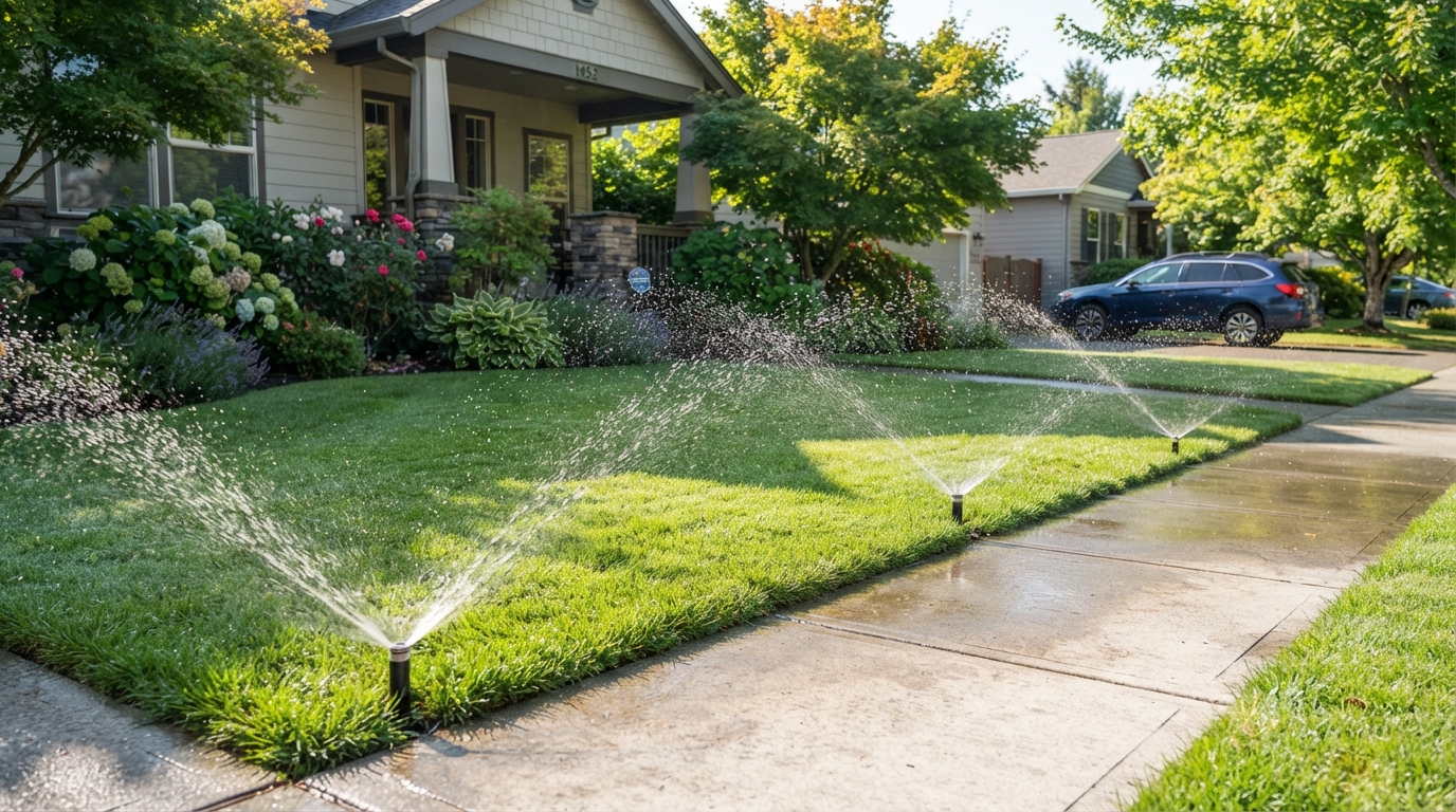 Irrigation system installation on a residential property in Salem, Oregon