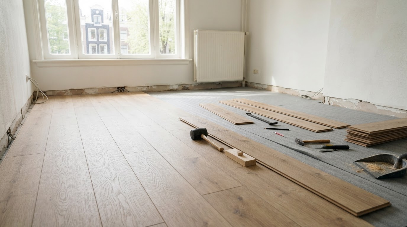 Nieuwe vloer leggen na een verbouwing — Gerrits Schilderwerk en Onderhoud Arnhem