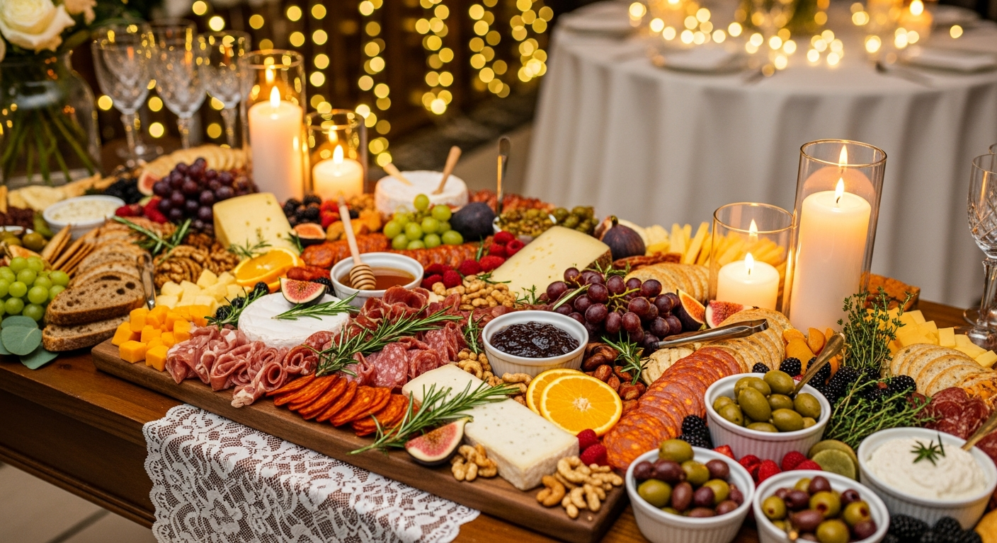Elegant grazing table and charcuterie board