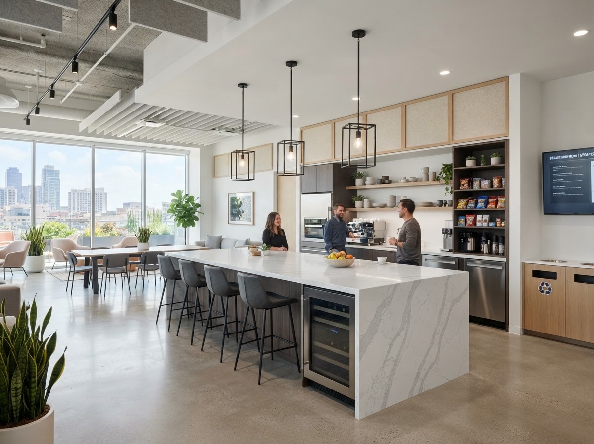 Corporate Breakroom - White Quartz in Westshore, Tampa, FL