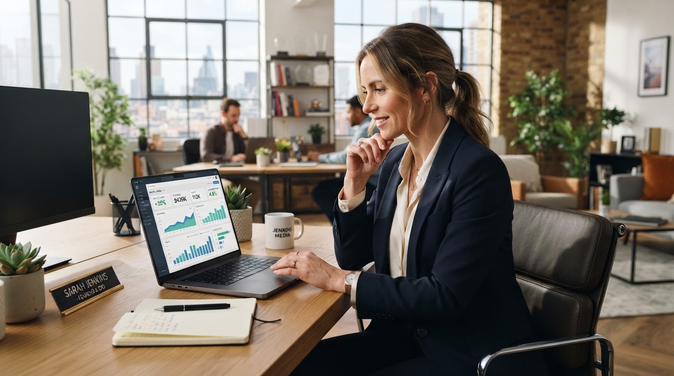 Agency owner focused at work