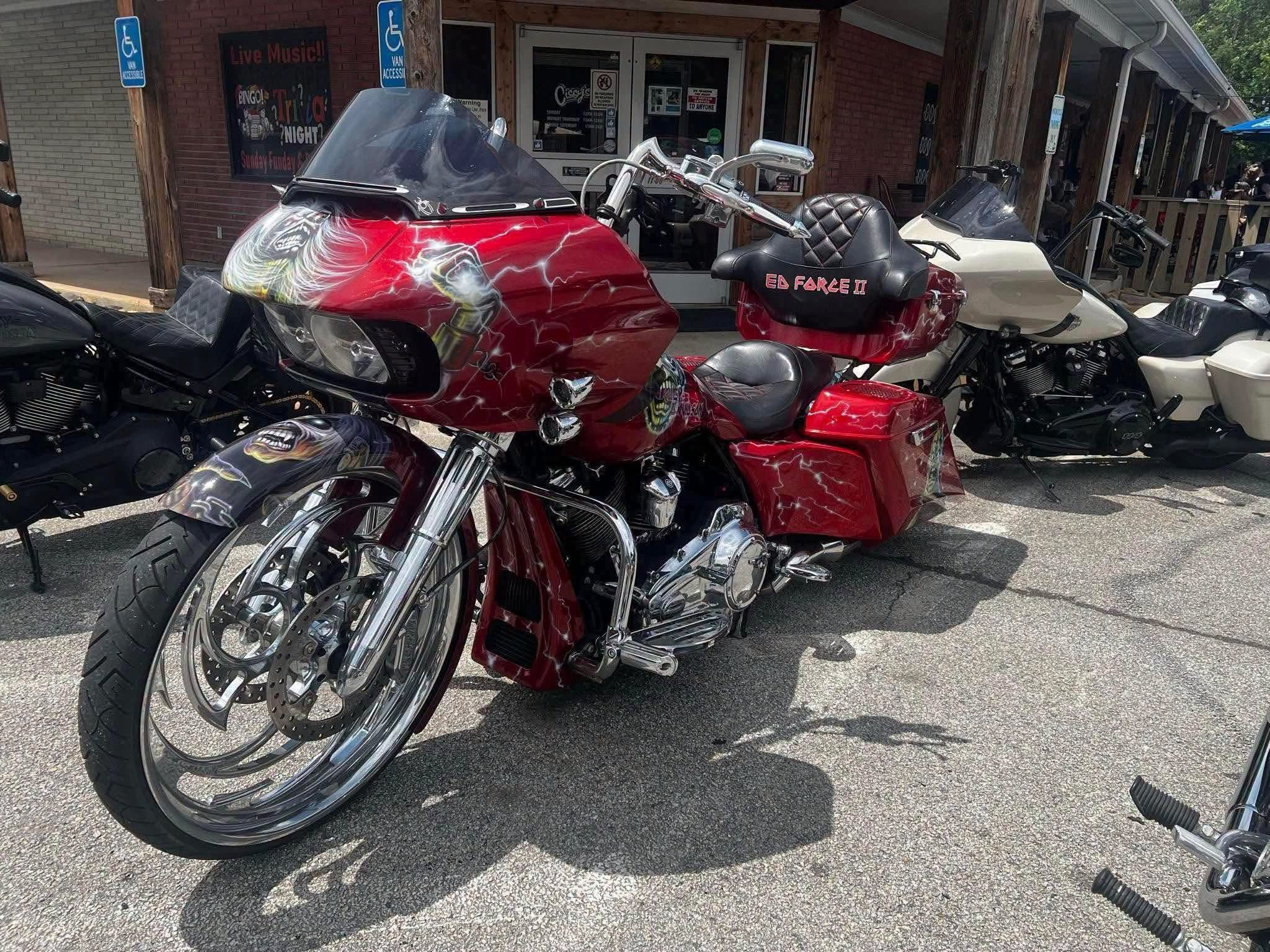 Motorcycles parked outside