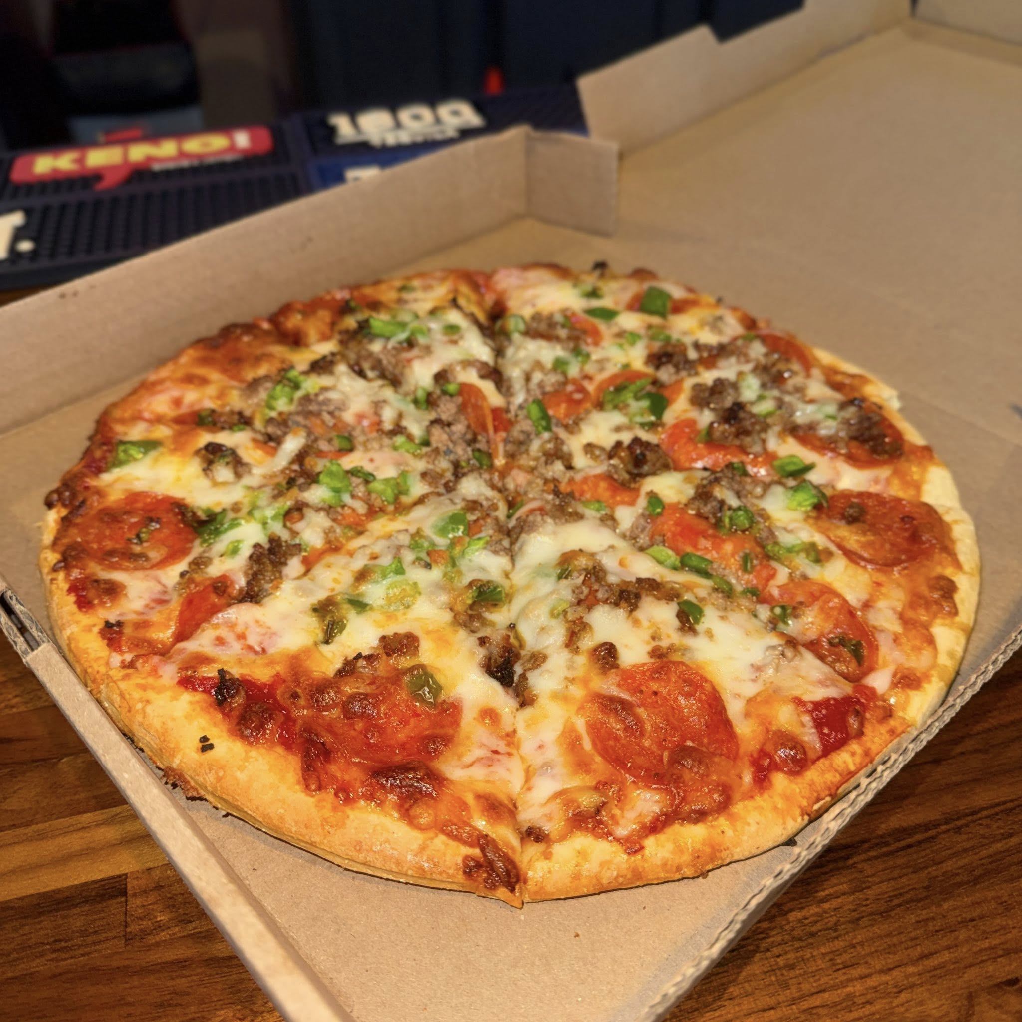 Freshly baked pizza