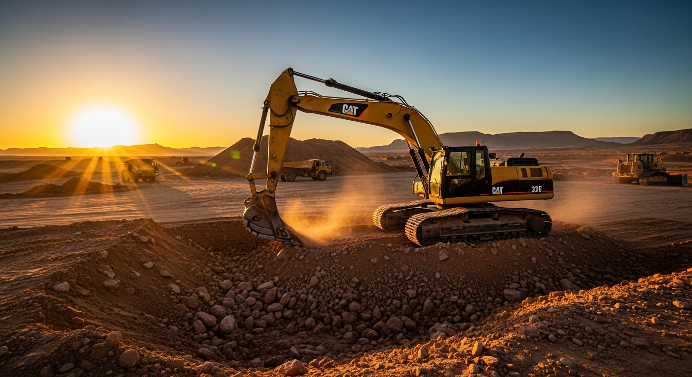 Excavator working at sunrise in Surprise AZ