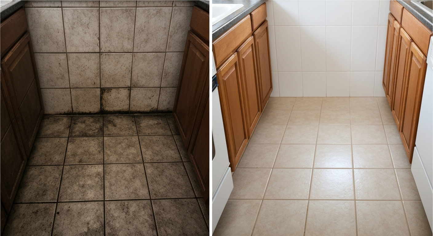 Tile and grout cleaning before and after