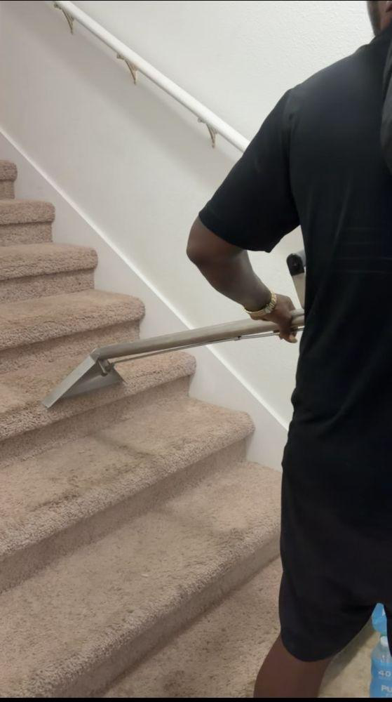 Professional stair carpet cleaning by Clear Current Steamers